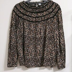 Old Navy Size M Women's Animal Print Long Sleeve Blouse